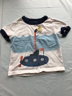 12-18 Months Crazy 8 Short Sleeve White/Blue Shirt with Submarine w/google eye